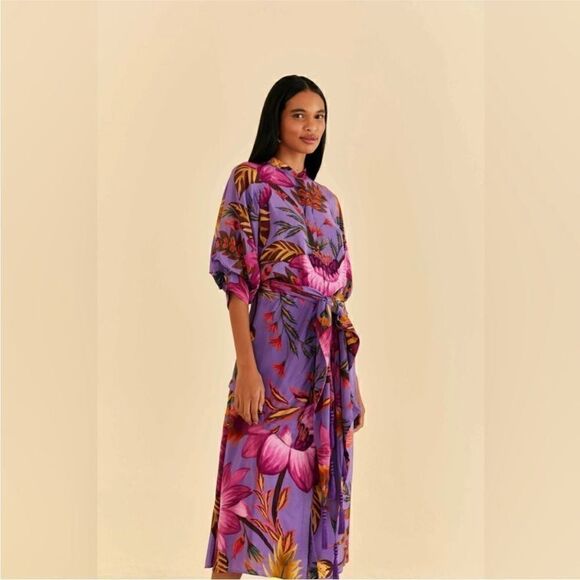 FARM Rio NWT Maxi Flowers Maxi Dress Purple Size XS MSRP $265 - Picture 2 of 11